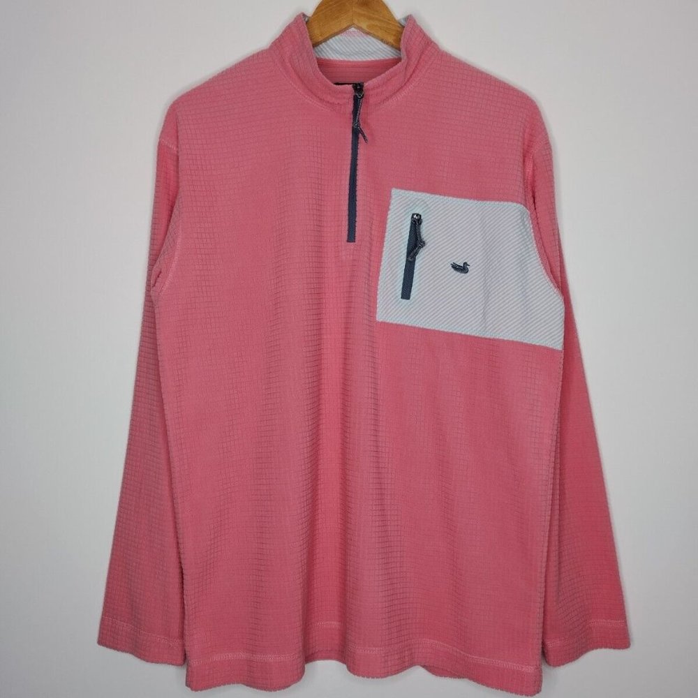 Southern Marsh Fieldtec Pink Blue Long Sleeve Waffle Fleece Pullover Mens Medium